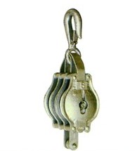 Triple Steel Block with Hook, Hemp Rope